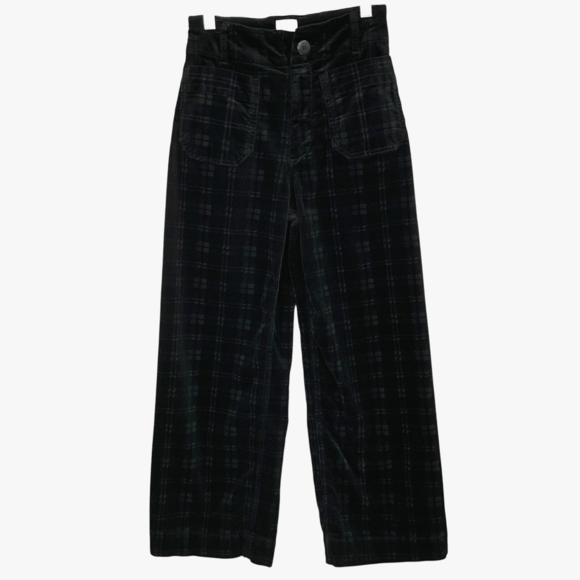 Anthropologie Pants - Maeve Anthropologie Colette Plaid Corduroy Crop Wide-Leg Pants Black Size 26